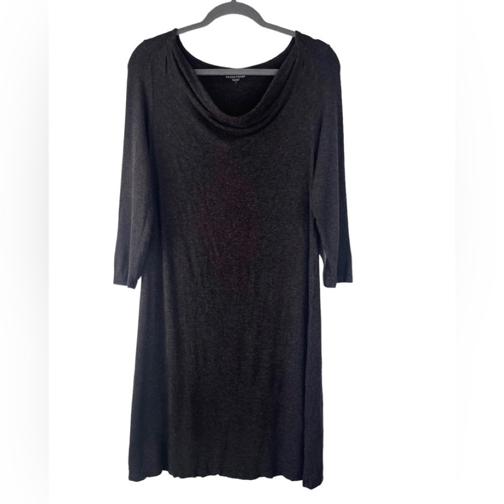 Eileen Fisher Cowl Neck Jersey Dress Dark Brown Size Small